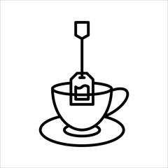 Teabag, dip, aromatic Line icon. Herb tea bag packaging For morning beverage symbol. vector illustration. EPS 10