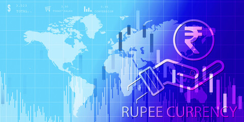 Rupee currency . 2D rendering illustration