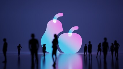 3d rendering people in front of symbol of pear and apple on background