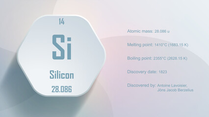 Modern periodic table element Silicon 3D Vector Illustration