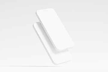 Iphone 14 Pro Max Clay 3D Rendering White Blank Mockup