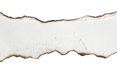 white burnt paper on white isolated background