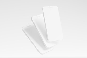 Iphone 14 Pro Max Clay 3D Rendering White Blank Mockup