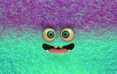 3D cartoon stylized face monster cute expressive emotion happy