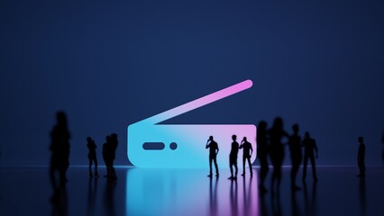 3d rendering people in front of symbol of scanner on background