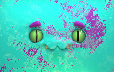 Cute cat monster creature 3d stylized cartoon face