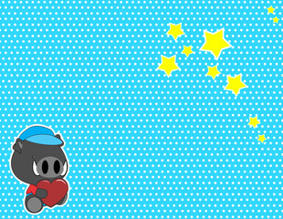 sitting baby wild pig cartoon holding cute red heart sticker background poster in vector format
