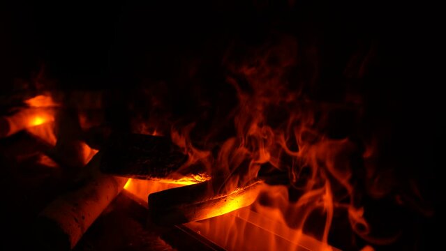 fireplace. smoke coming out of a fireplace. slow motion 4k.