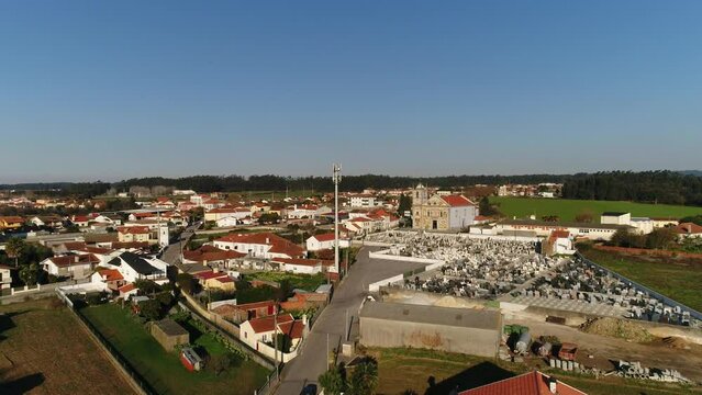 Aerial View of Valega Church in Ovar Portugal