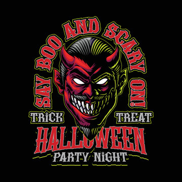 Halloween Devil Head Illustration Design