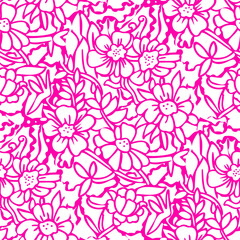 Seamless pattern  with flowers in doodle style.