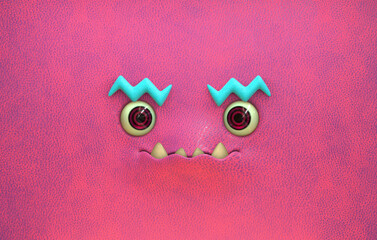 Mischievous 3d face cute moster 