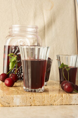 Cherry liqueur with vodka and cherries