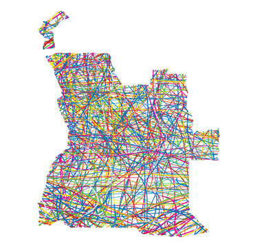 recommend clip art: vector illustration of multicolored abstract striped map of Angola