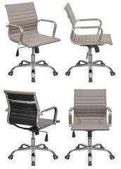Office chair with chrome coating. Isolated from the background. View from different sides