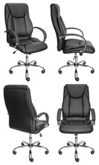 Black office chair. Isolated from the background. View from different sides