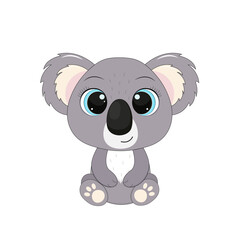 Fototapeta premium Cute cartoon koala character isolated on white background.Vector illustration for design and print