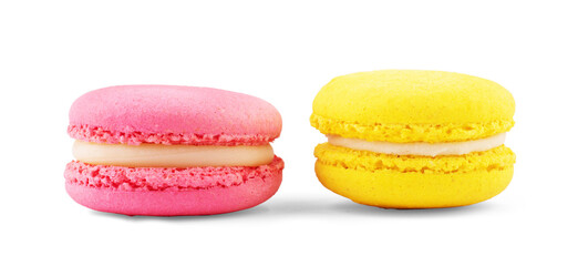Colorful French Macaroons Collection isolated on white