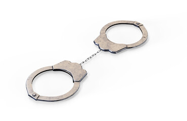 Crime and Law Concept. Metal Handcuffs. 3d Rendering