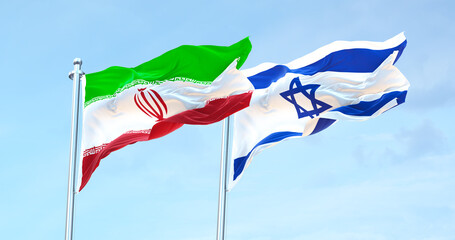 Iran vs Israel flag waving 4k 