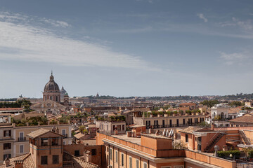 Fototapeta na wymiar Over the roofs of Rome in summer