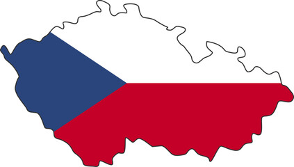 Czech map city color of country flag.