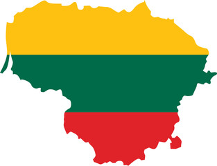 Lithuania map city color of country flag.