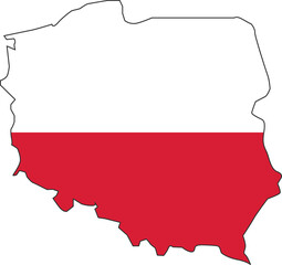 Poland map city color of country flag.