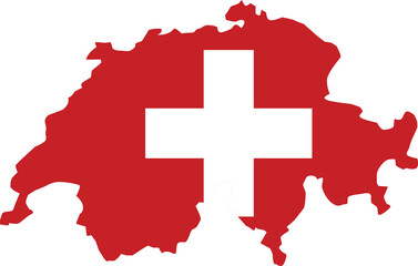 Switzerland map city color of country flag.