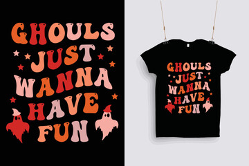 Ghouls just wanna have fun T-shirt design template . - obrazy, fototapety, plakaty