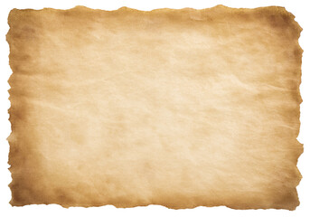 old parchment paper sheet vintage aged or texture isolated on white background