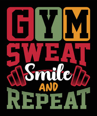 Obraz premium Gym t-shirt design. Typography gym t shirt design template, Workout training fitness bodybuilding print design, fitness t shirt design, gym t shirt, Gym saying t shirt, Vector design for gym. 