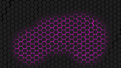 black hexagon and purple light