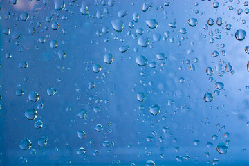 Drops of water on glass.