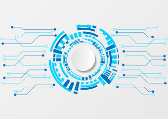 Obraz premium blue white circle high tech technology background digital connection communication high tech science concept technology background