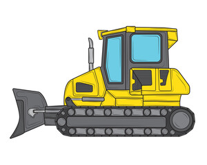 Bulldozer in isolate on a white background. Construction equipment. Vector illustration.