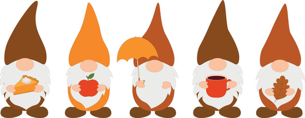 Set  Fall Gnomes vector illustration