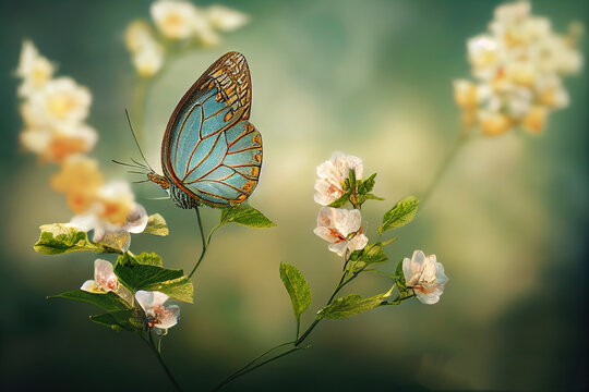 Natural background with natural butterfly. High quality illustration