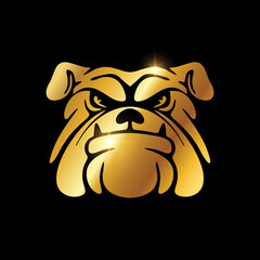 Golden Bulldog Head Line Logo Sign