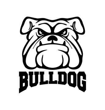 Bulldog Head Line Logo Sign