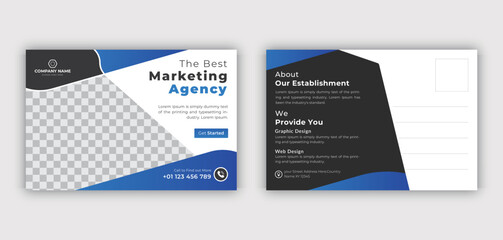 creative  business or marketing agency postcard template design 