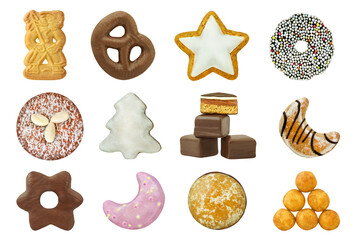Kekse, Kuchen und Süßigkeiten für Weihnachten    Hintergrund transparent  PNG cut out