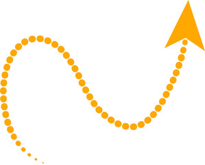 Orange dotted curve wave up arrow element sign symbol icon shape isolated png