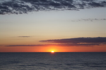 Fototapeta na wymiar Sunset over the North Sea on the island of Sylt
