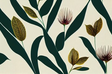 Fototapeta premium Beautiful digital textile botanical motif for New creation. High quality illustration