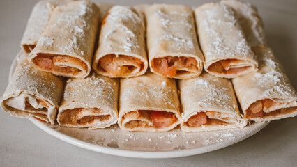 delicious dessert. apple charlotte in pita bread