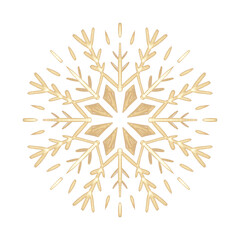 Gold hand drawn Snowflake for Christmas design.  Winter Holidays isolated elements