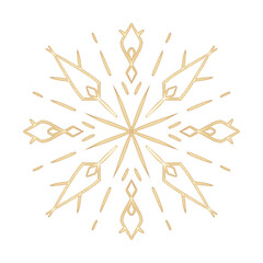 Gold hand drawn Snowflake for Christmas design.  Winter Holidays isolated elements
