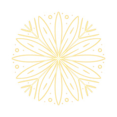 Gold hand drawn Snowflake for Christmas design.  Winter Holidays isolated elements