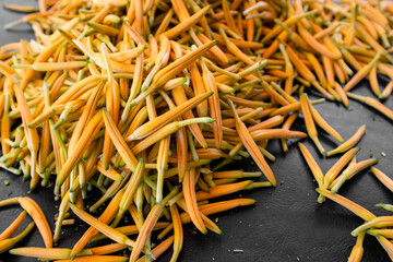 Dry orange flower harvest in the farm